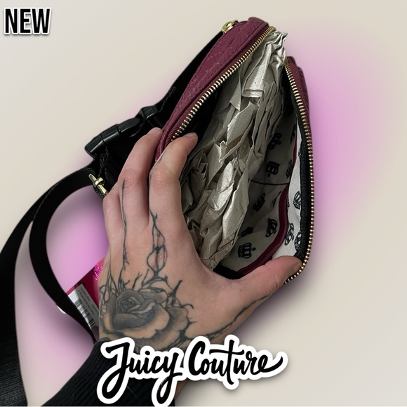 New NWT Juicy Couture Fanny Pack Belt Bag Purse - Maroon - Picture 6 of 7